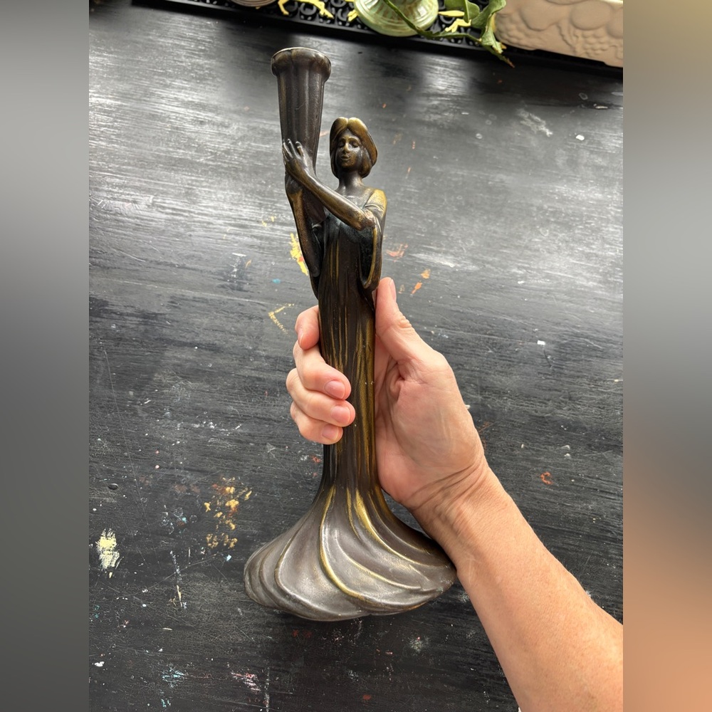 vintage art nouveau style bronze lady sculpture